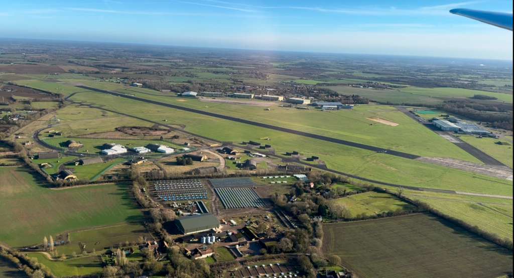 Glider soaring over Wattisham Airfield in Suffolk